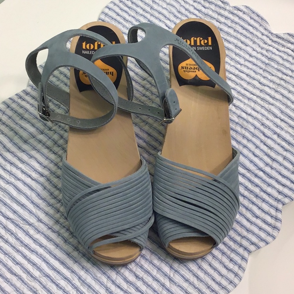 Toffel Swedish Hasbeens grey boho suede sandals 38